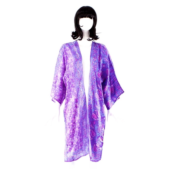 VTG 70's ZODIAC India Hand Blocked Kimono BOUTI - Picture 1 of 6